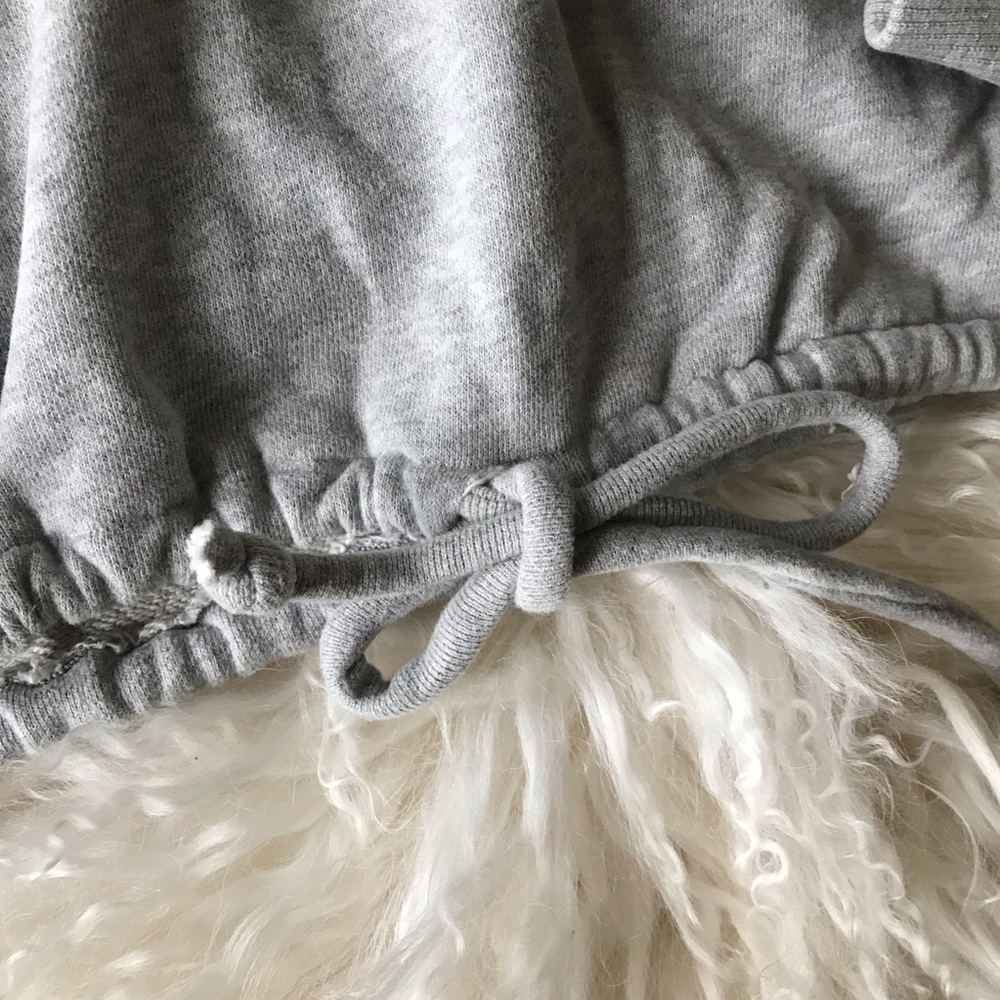 Reworked Fila Crop Top Grey Half Zip Sweatshirt Waist Tie - Picture 8 of 9